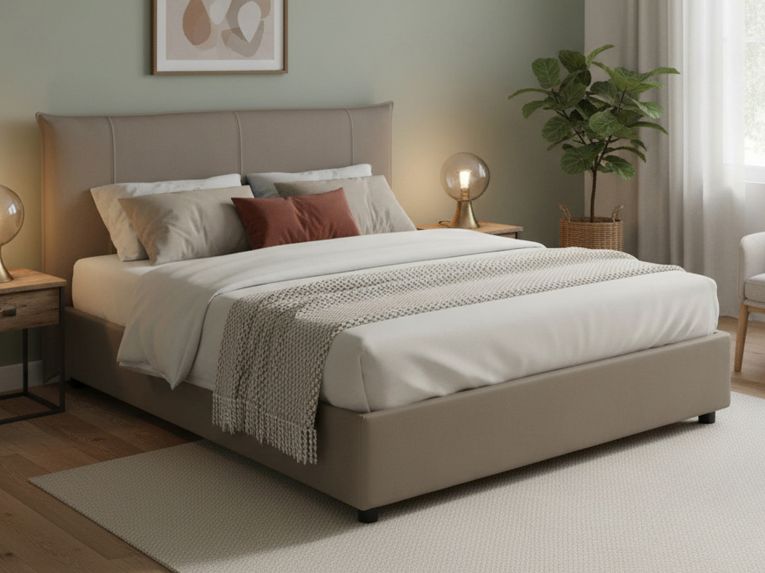 Letto matrimoniale contenitore tortora 175x215cm resistente - Ambassador