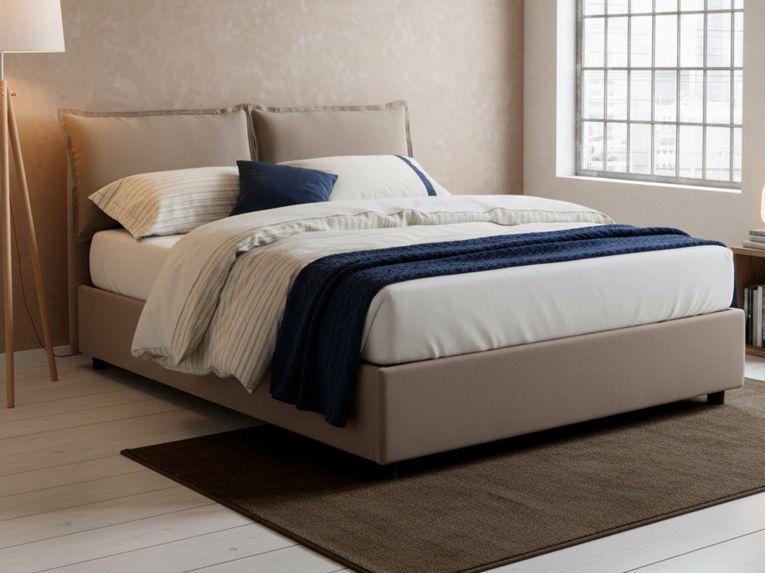 Letto matrimoniale contenitore tortora 175x215cm rete inclusa - Aris