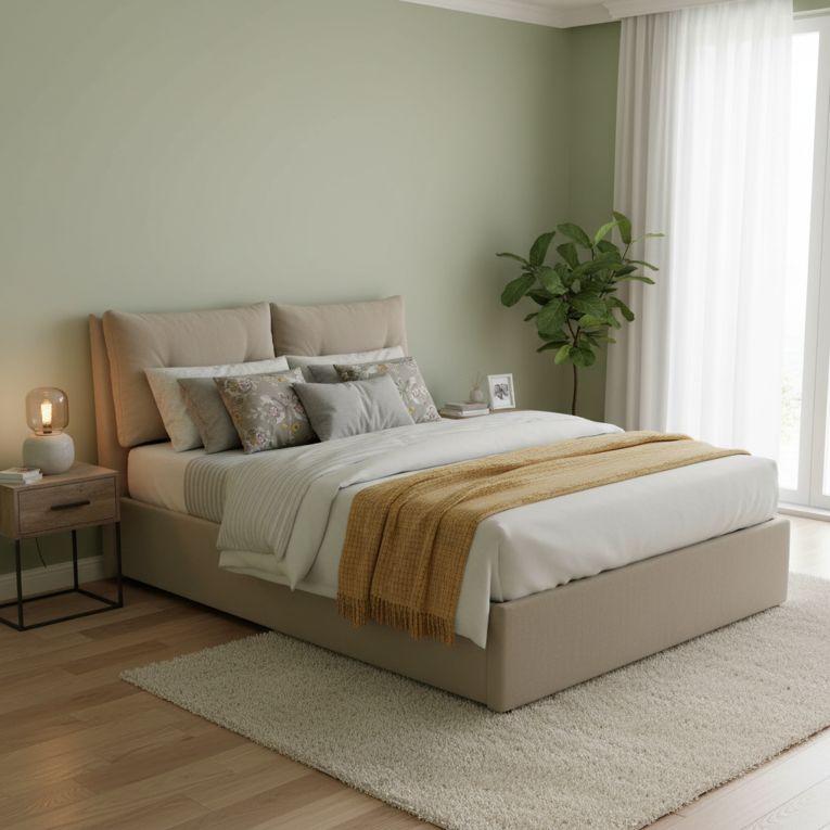 Letto matrimoniale contenitore tortora 175x215cm rivestimento in ecopelle - Aylyn