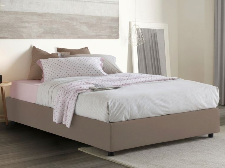 Letto matrimoniale contenitore tortora 175x215cm rivestimento lavabile - Alessander