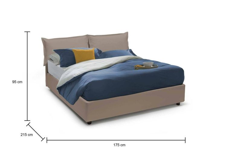 Letto matrimoniale contenitore tortora 175x215cm rivestito in ecopelle - Acrab