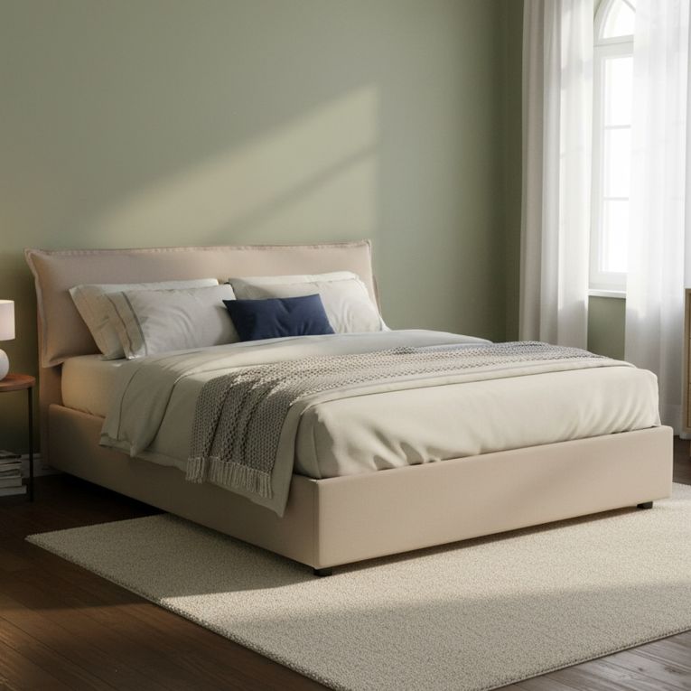 Letto matrimoniale contenitore tortora 175x215cm stabile - Apaia