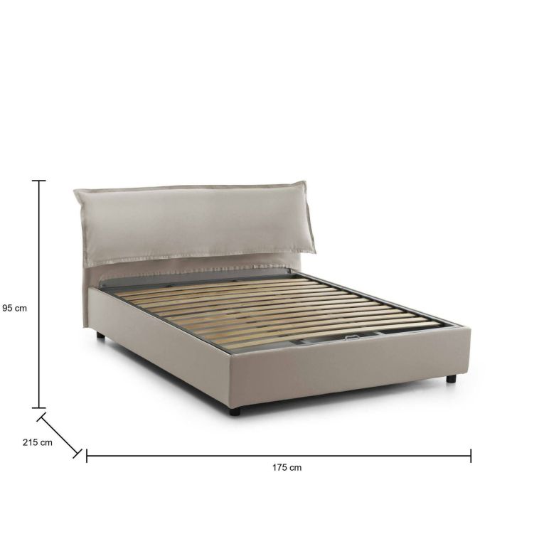 Letto matrimoniale contenitore tortora 175x215cm stabile - Apaia