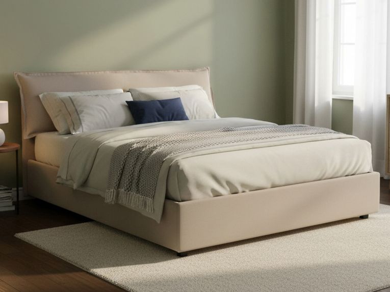 Letto matrimoniale contenitore tortora 175x215cm stabile - Apaia