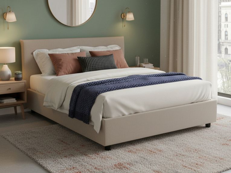 Letto matrimoniale contenitore tortora 175x215cm struttura in legno - Hackmanite