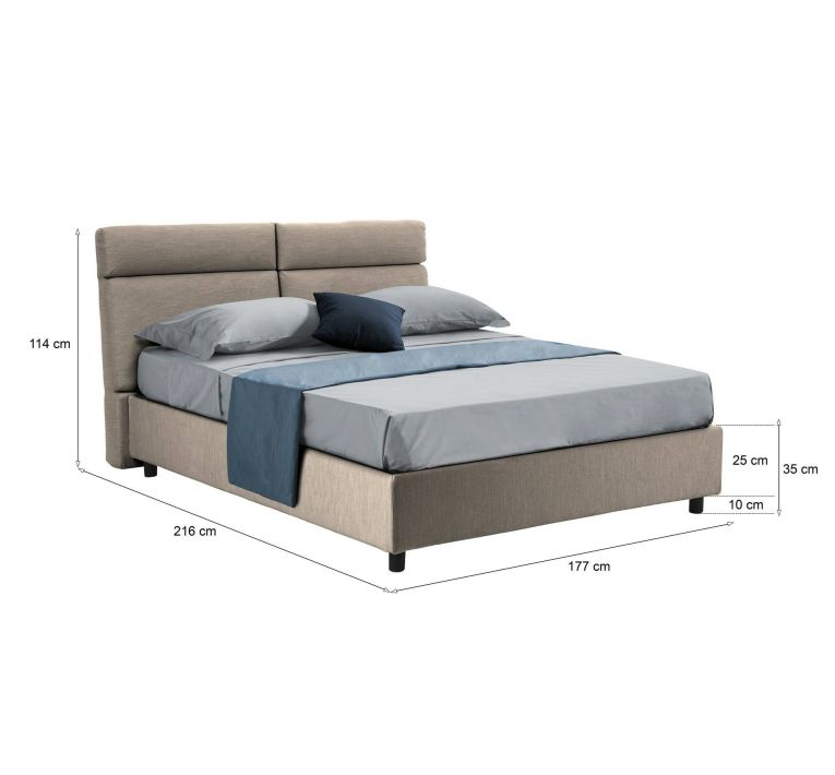 Letto matrimoniale contenitore tortora 177x216cm struttura in metallo - Alcatron
