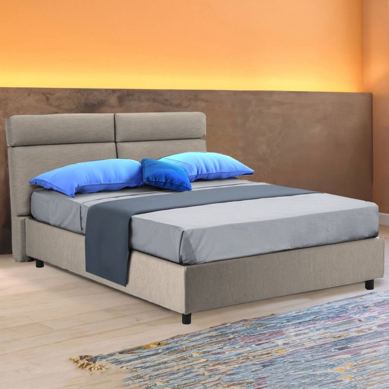 Letto matrimoniale contenitore tortora 177x226cm struttura in metallo - Ator