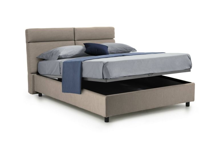 Letto matrimoniale contenitore tortora 177x226cm struttura in metallo - Ator