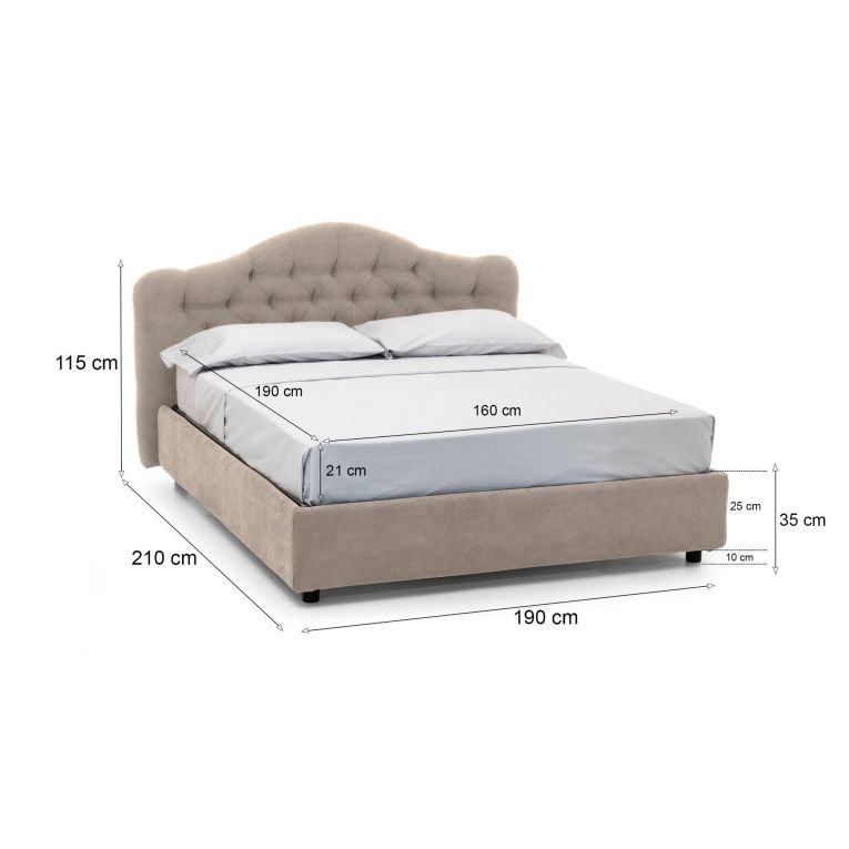 Letto matrimoniale contenitore tortora 190x210cm - Allik