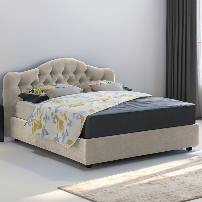 Letto matrimoniale contenitore tortora 190x210cm struttura in metallo - Arex