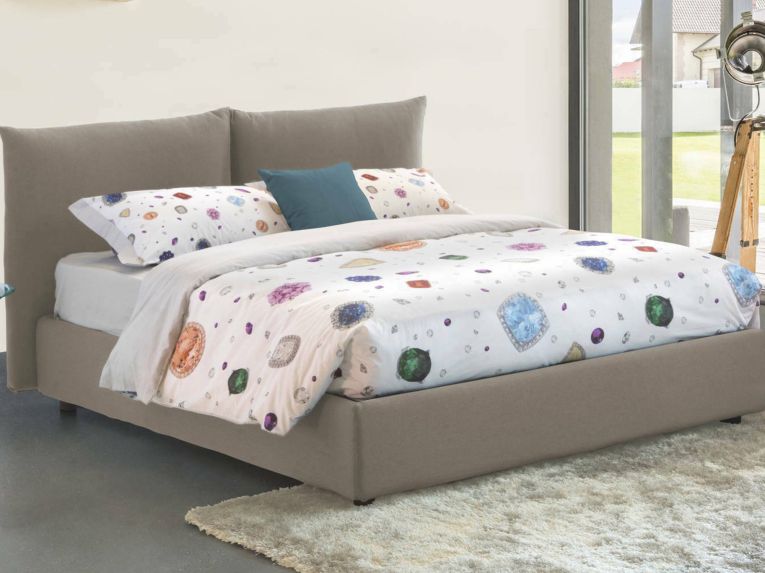 Letto matrimoniale contenitore tortora 190x215cm - Arpino
