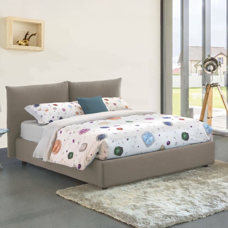 Letto matrimoniale contenitore tortora 190x225cm - Arcole