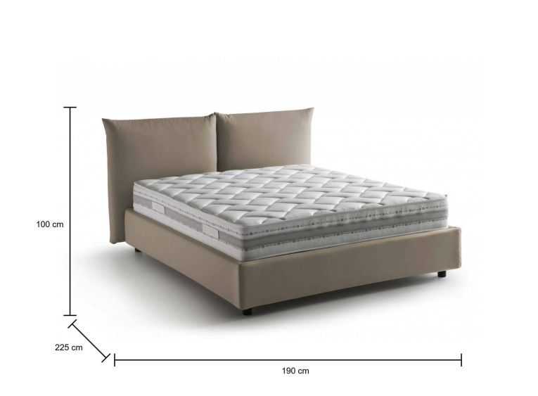 Letto matrimoniale contenitore tortora 190x225cm - Arcole