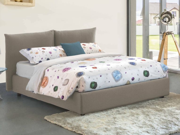Letto matrimoniale contenitore tortora 190x225cm - Arcole