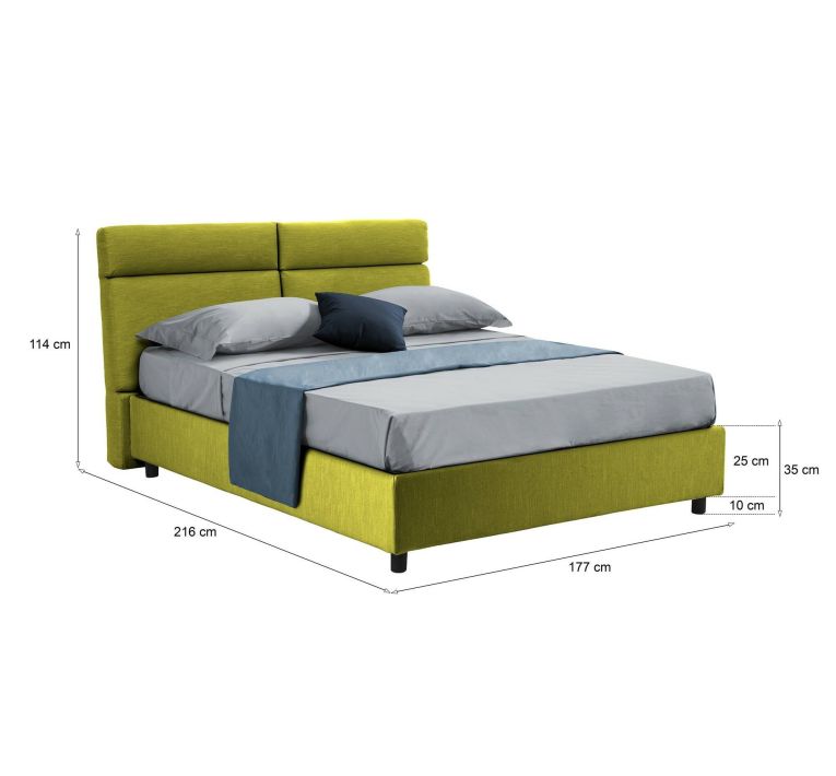 Letto matrimoniale contenitore verde 177x216cm struttura in metallo - Alcatron