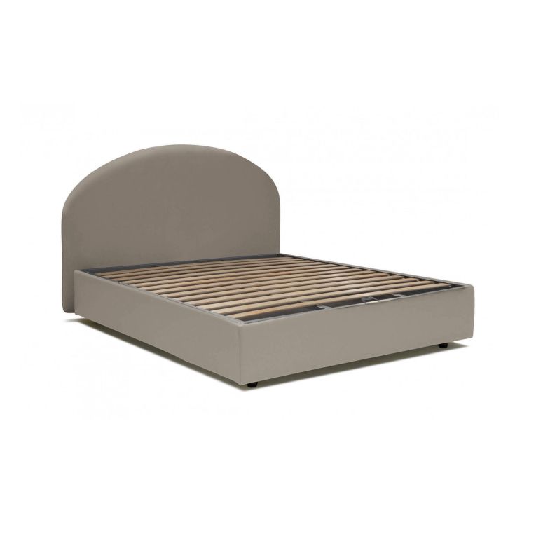 Letto matrimoniale Corinne, Letto contenitore con rivestimento in ecopelle, 100% Made in Italy, Apertura frontale, adatto per materasso Cm 160x200, Tortora