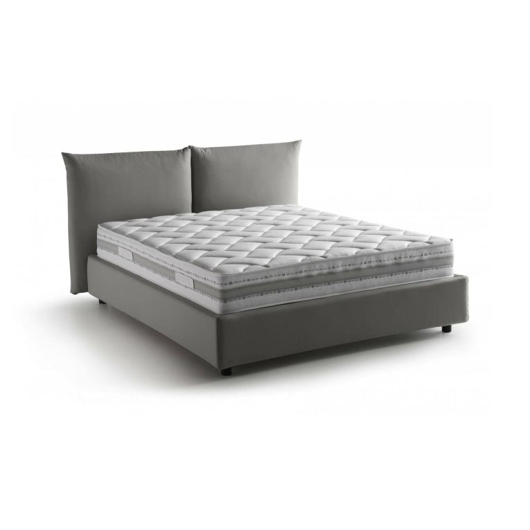 Letto matrimoniale Cristel, Letto contenitore con rivestimento in tessuto, 100% Made in Italy, Apertura frontale, con materasso Cm 160x190 incluso, Grigio