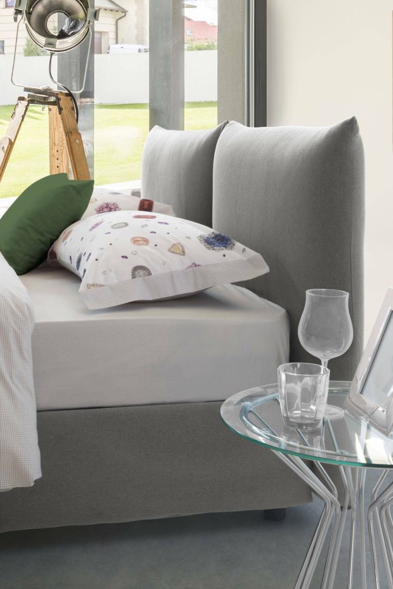 Letto matrimoniale Cristel, Letto contenitore con rivestimento in tessuto, 100% Made in Italy, Apertura frontale, con materasso Cm 160x190 incluso, Grigio