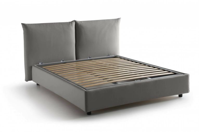 Letto matrimoniale Cristyn, Letto contenitore con rivestimento in tessuto, 100% Made in Italy, Apertura frontale, con materasso Cm 160x200 incluso, Grigio