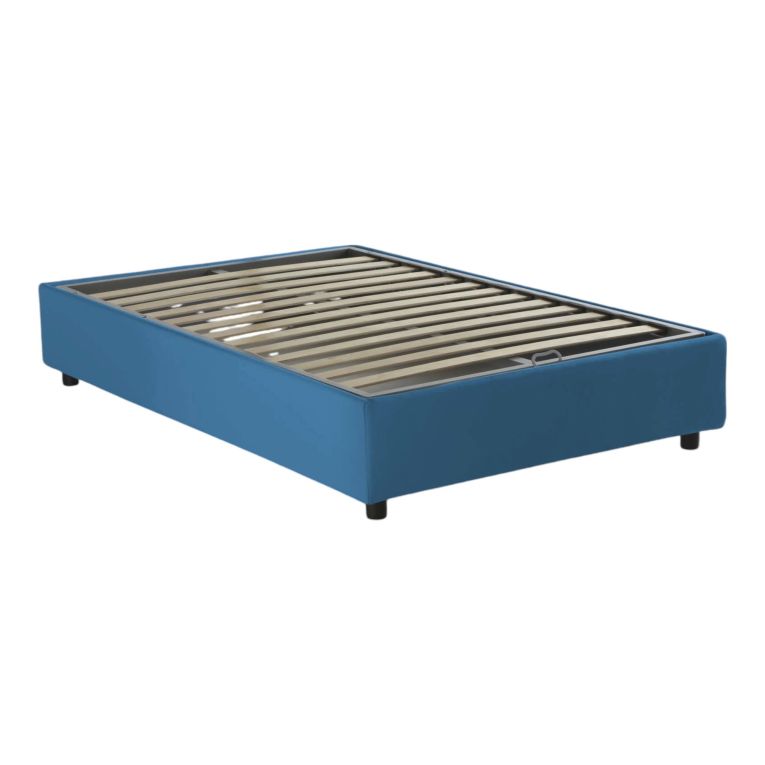 Letto matrimoniale Dana, Letto contenitore con rivestimento in tessuto, 100% Made in Italy, Apertura frontale, con materasso Cm 160x190 incluso, Blu