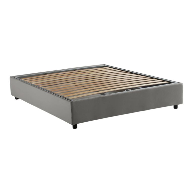 Letto matrimoniale Dana, Letto contenitore con rivestimento in tessuto, 100% Made in Italy, Apertura frontale, con materasso Cm 160x190 incluso, Grigio