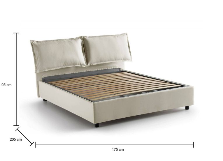 Letto matrimoniale Deborah, Letto contenitore con rivestimento in tessuto, 100% Made in Italy, Apertura frontale, adatto per materasso Cm 160x190, Beige