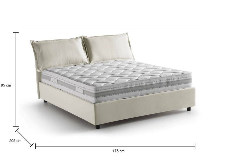Letto matrimoniale Denise, Letto contenitore con rivestimento in tessuto, 100% Made in Italy, Apertura frontale, con materasso Cm 160x190 incluso, Beige