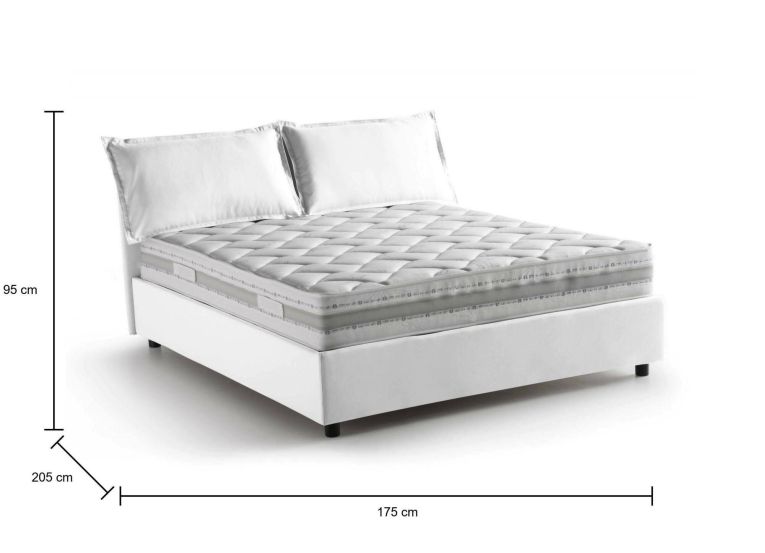 Letto matrimoniale Denise, Letto contenitore con rivestimento in tessuto, 100% Made in Italy, Apertura frontale, con materasso Cm 160x190 incluso, Bianco