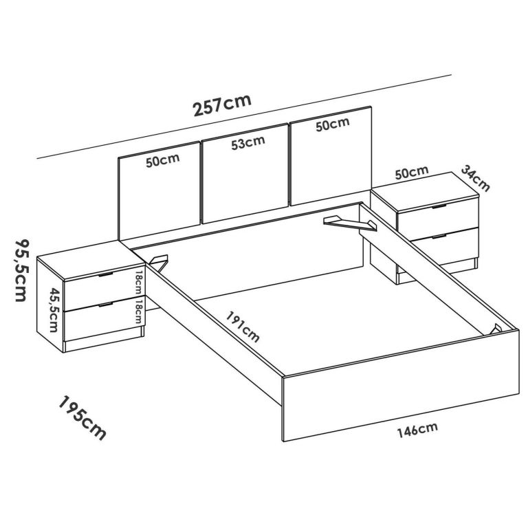 Letto matrimoniale economico bianco 205x266cm - Marika