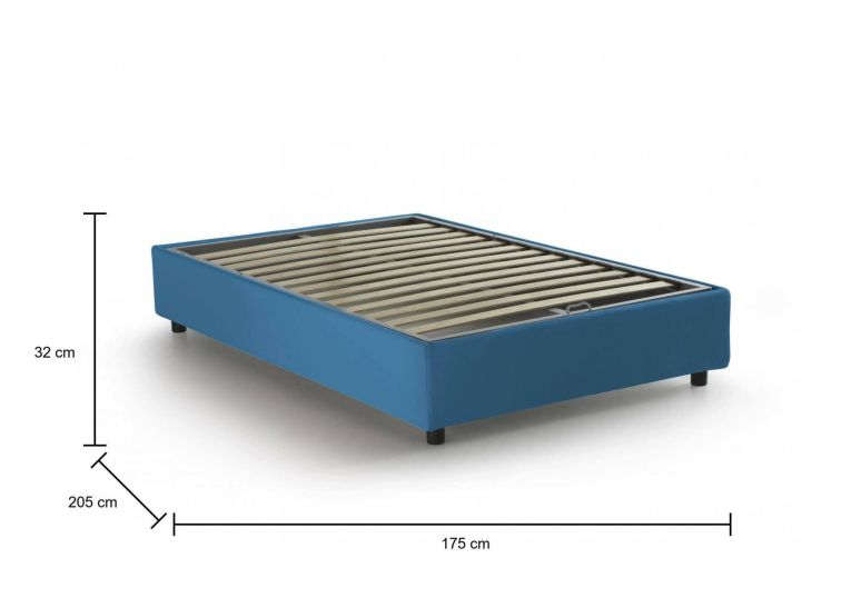 Letto matrimoniale Elisa, Letto contenitore con rivestimento in tessuto, 100% Made in Italy, Apertura frontale, adatto per materasso Cm 160x190, Blu