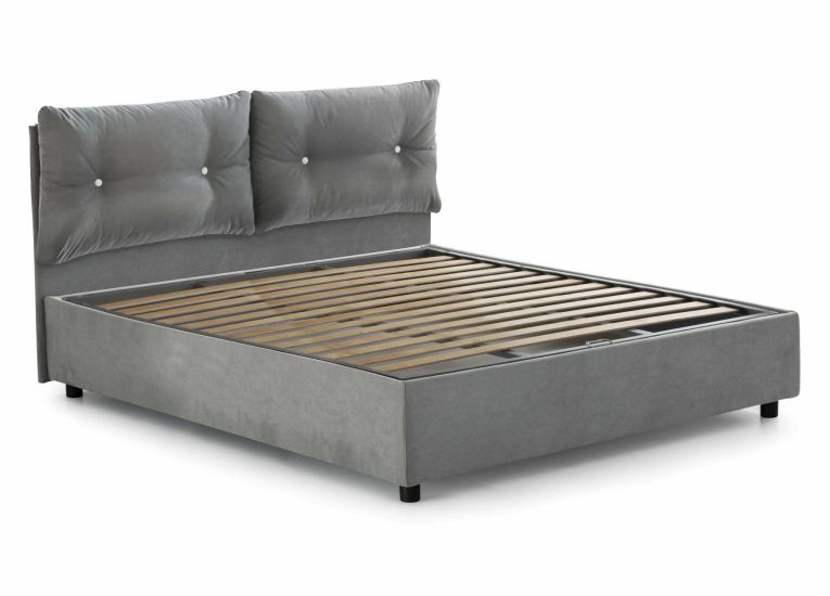 Letto matrimoniale Elisabetta, Letto contenitore con rivestimento in tessuto, 100% Made in Italy, Apertura frontale, adatto per materasso Cm 160x190, Grigio