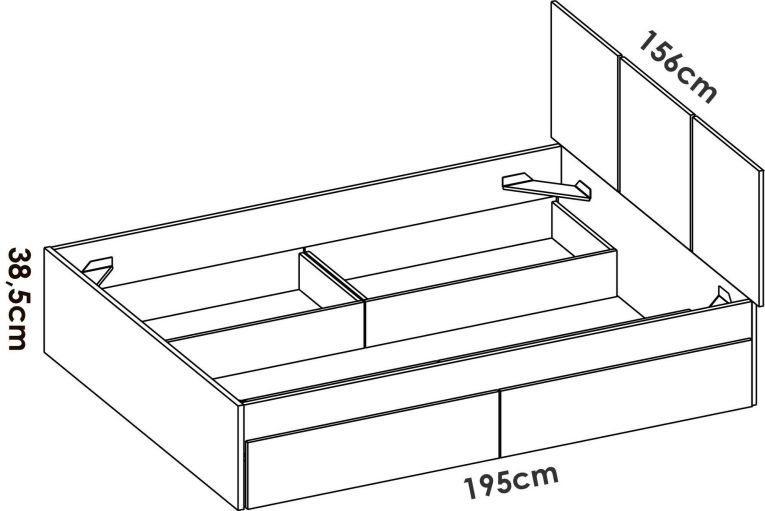 Letto matrimoniale Fadner, Sommier per camera da letto, Giroletto per stanza, Struttura porta materasso, 166x205 h96 cm, Bianco e Rovere