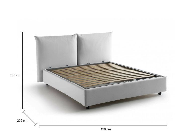 Letto matrimoniale Gabriella, Letto contenitore con rivestimento in tessuto, 100% Made in Italy, Apertura frontale, adatto per materasso Cm 160x200, Bianco