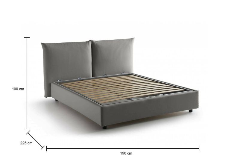 Letto matrimoniale Gabriella, Letto contenitore con rivestimento in tessuto, 100% Made in Italy, Apertura frontale, adatto per materasso Cm 160x200, Grigio