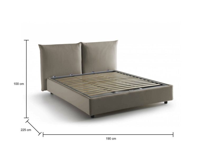 Letto matrimoniale Gabriella, Letto contenitore con rivestimento in tessuto, 100% Made in Italy, Apertura frontale, adatto per materasso Cm 160x200, Tortora