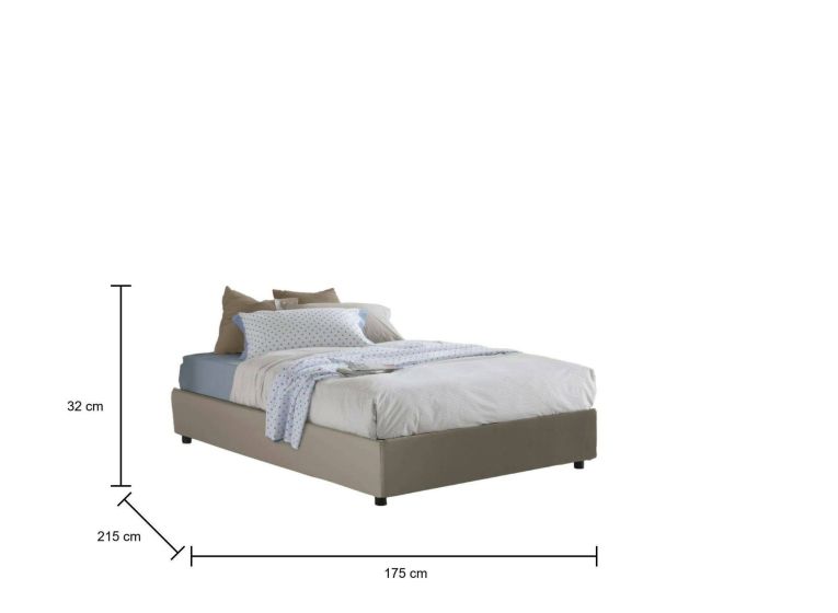 Letto matrimoniale Giada, Letto contenitore con rivestimento in ecopelle, 100% Made in Italy, Apertura frontale, adatto per materasso Cm 160x200, Tortora