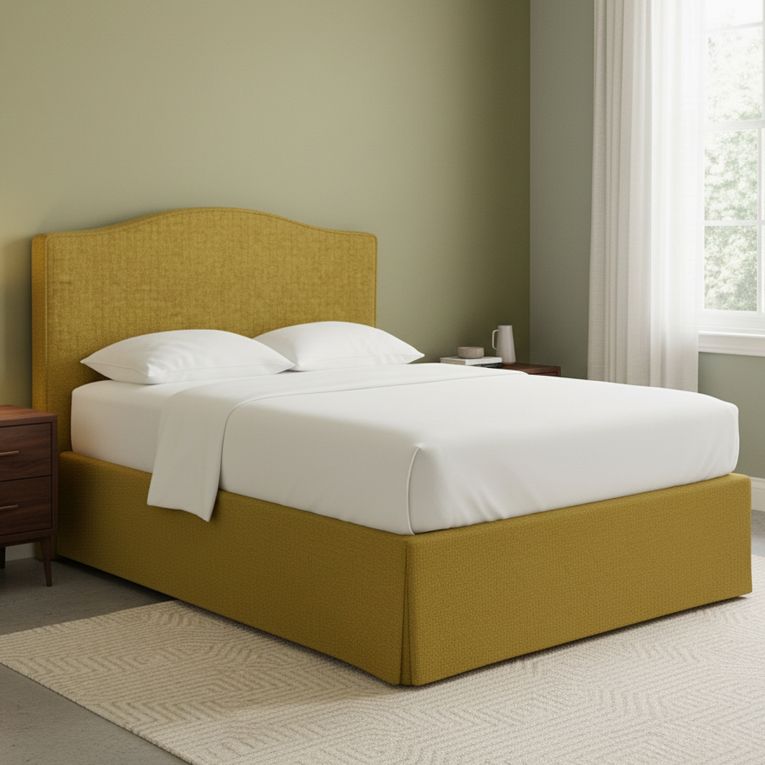 Letto Matrimoniale Giallo Ocra Sfoderabile Contenitore, Dimensione Materasso 160x190 cm - Turania