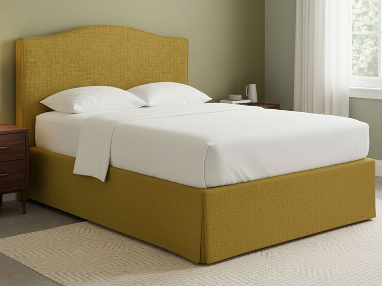 Letto Matrimoniale Giallo Ocra Sfoderabile Contenitore, Dimensione Materasso 160x190 cm - Turania