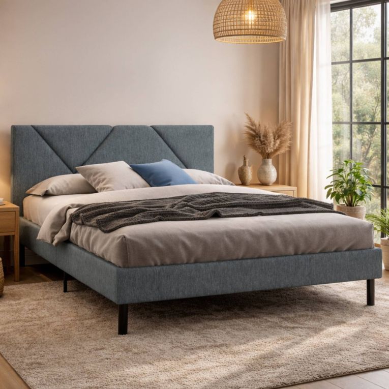 Letto matrimoniale grigio 169x204cm imbottito - Morpheus