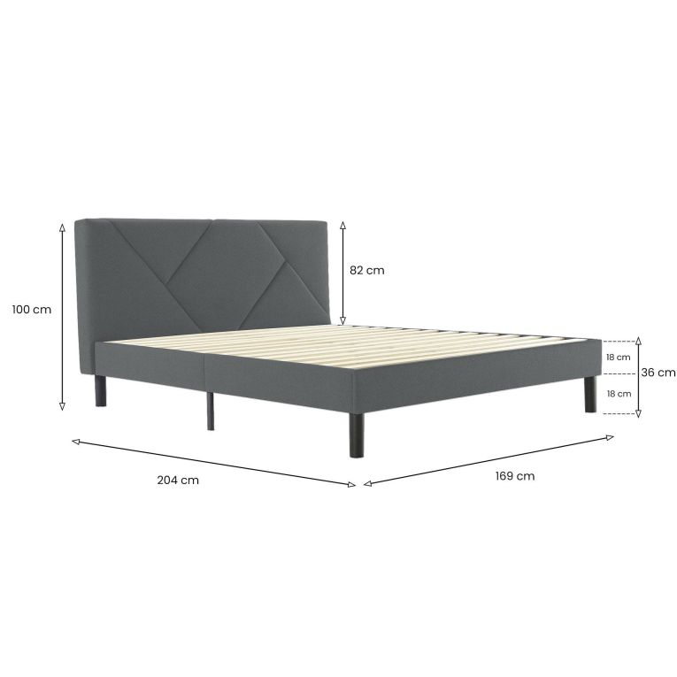 Letto matrimoniale grigio 169x204cm imbottito - Morpheus