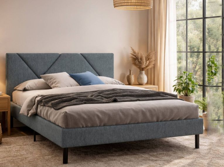 Letto matrimoniale grigio 169x204cm imbottito - Morpheus