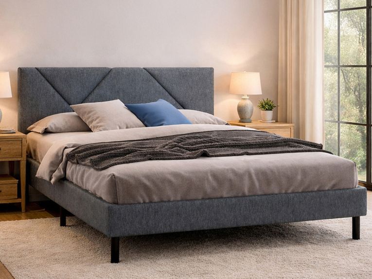 Letto matrimoniale grigio 169x214cm imbottito - Hypnos