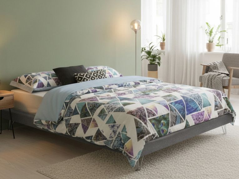 Letto matrimoniale grigio 170x205cm imbottito - Arbatrax