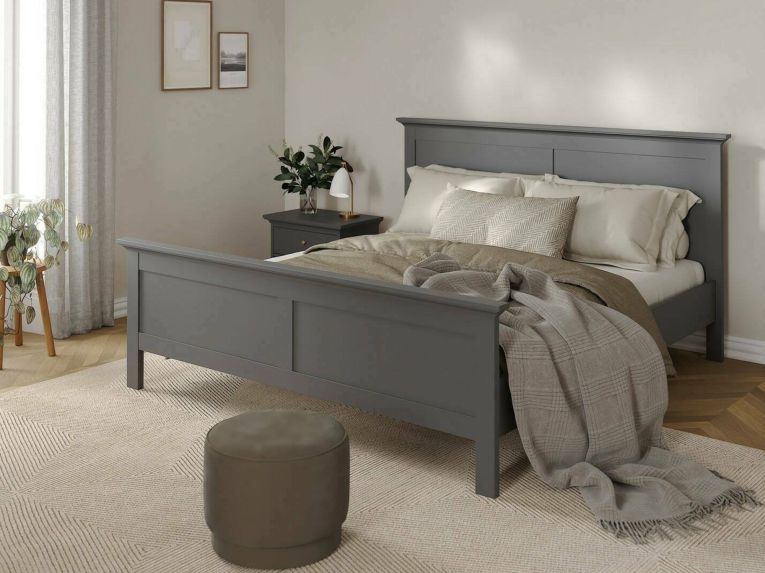Letto matrimoniale grigio 178x210cm - Arika
