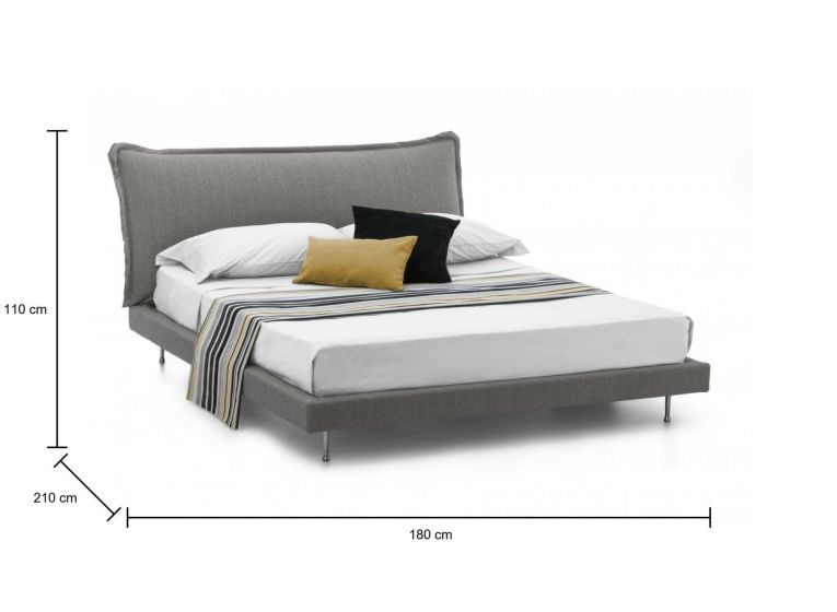 Letto matrimoniale grigio 180x210cm rete inclusa - Arcore
