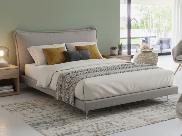 Letto matrimoniale grigio 180x210cm rete inclusa - Arcore