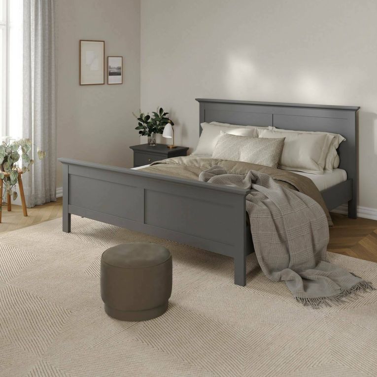 Letto matrimoniale grigio 199x210cm rete inclusa - Abies