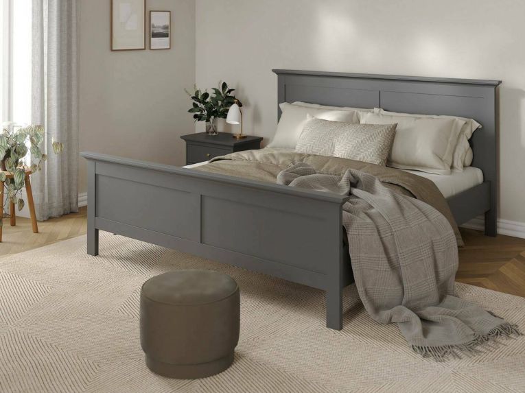 Letto matrimoniale grigio 199x210cm rete inclusa - Abies