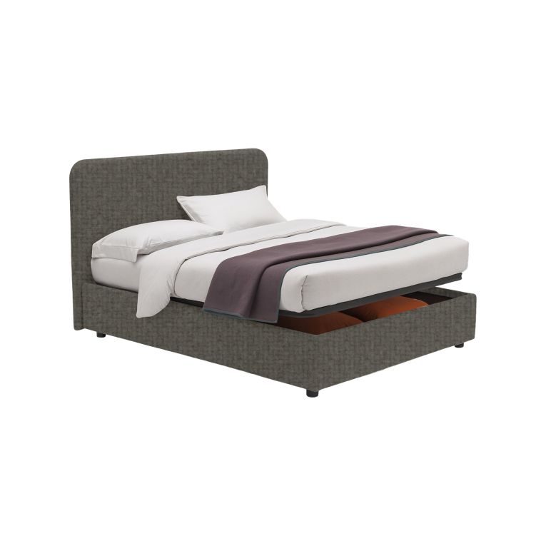 Letto Matrimoniale Grigio Antracite Sfoderabile Contenitore, Dimensione Materasso 160x200 cm Made in Italy - Argentina