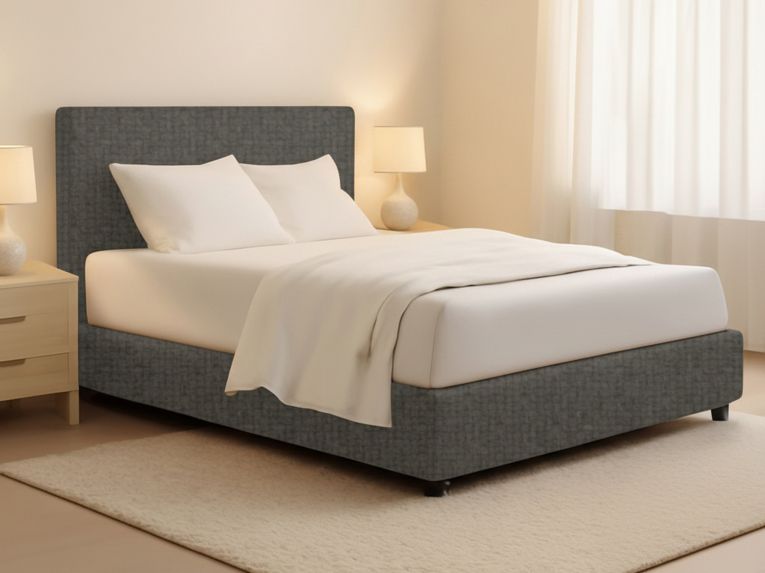 Letto Matrimoniale Grigio Antracite Sfoderabile Contenitore, Dimensione Materasso 160x200 cm Made in Italy - Lenta